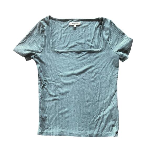 Madewell Tops - Madewell Ribbed Square-Neck Cropped Tee in Seaweed | Women’s XS